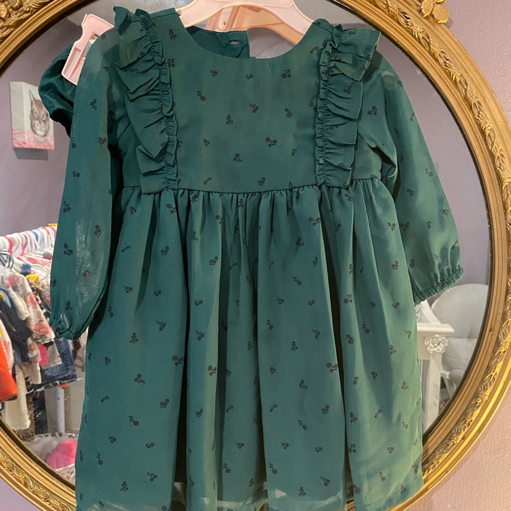 Baby girl green sheer layered dress